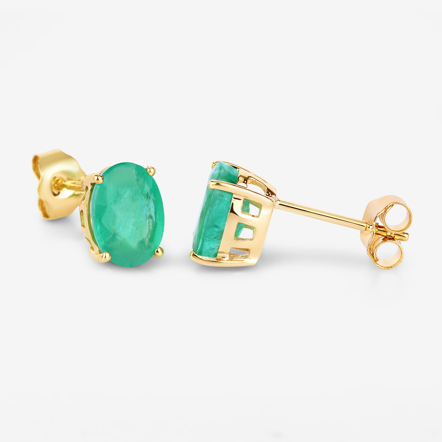 2.40 Carat Genuine Zambian Emerald 10K Yellow Gold Earrings 2.40 C.T.W 10K yellow gold - view 9