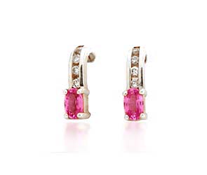 Pink Sapphire and Diamond Earrings