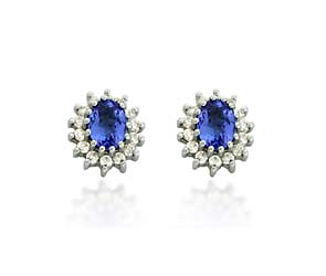 Tanzanite Diamond Accented Flower Earrings