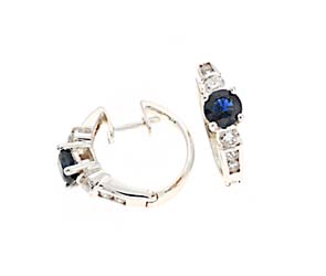 Blue Sapphire and Diamond Earrings