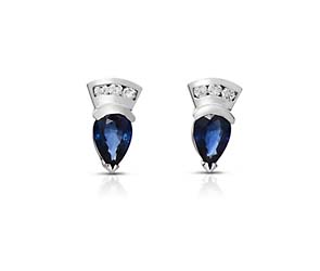 Pear Shape Blue Sapphire and Diamond Earrings