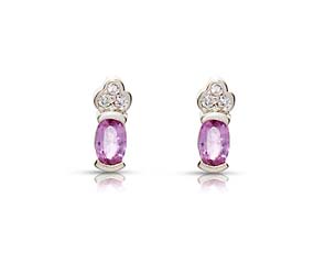 Pink Sapphire and Diamond Cluster Earrings