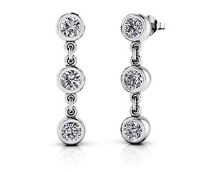 Six Stone Diamond Drop Earrings