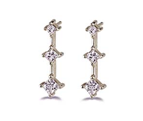 Princess Cut 3-Stone Earrings