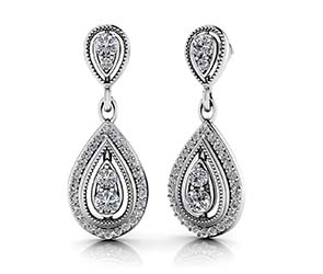 Tear Drop Diamond Drop Earrings