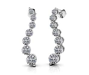 Wavy Journey Round Link Diamond Earrings