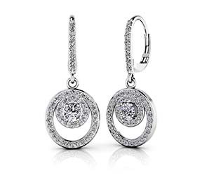 Diamond Circle Pendant Shephard Hook Earrings