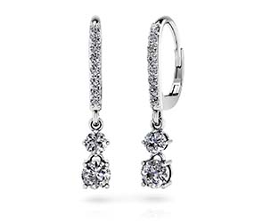 Double Drop Diamond Hoop Earrings