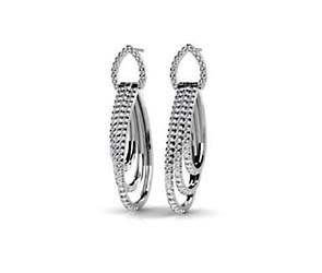 Hanging Diamond Hoop Earrings