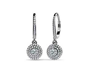 Designer Diamond Cluster Lever Back Earrings