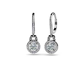 Designer Diamond Hanging Hinged Lever Back Earrings