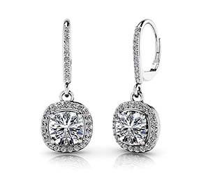 Ravishing Cushion Cut Diamond Drop Earrings