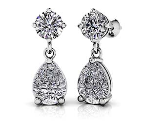 Alluring Round And Pear Shaped Drop Earrings