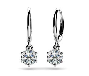 Six Prong Solitaire Diamond Drop Earrings