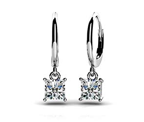 Four Prong Princess Cut Diamond Drop Earrings