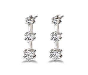 3-Stone 6 Prong Diamond Earrings