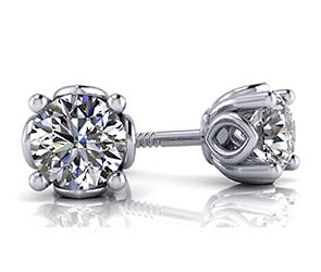 Beautiful Tulip Diamond Stud Earrings