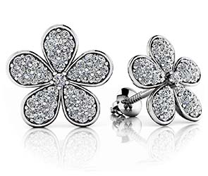 Diamond Flower Stud Earrings