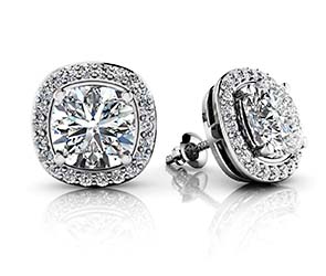 Ravishing Cushion Cut Diamond Stud Earrings