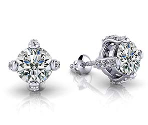 Royal Four Prong Diamond Stud Earrings