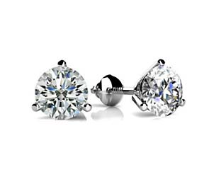 Classic Three Prong Diamond Stud Earrings