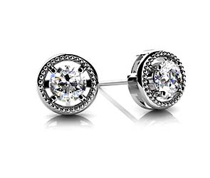 Circle Housed Diamond Stud Earrings