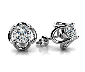 Open Tulip Diamond Stud Earrings