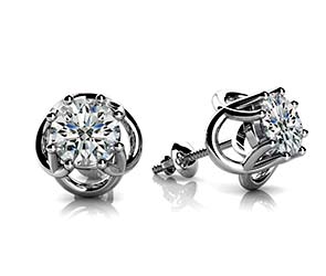 Petal Shaped Diamond Stud Earrings