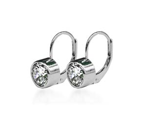 Bezel on Leverback Diamond Stud Earrings