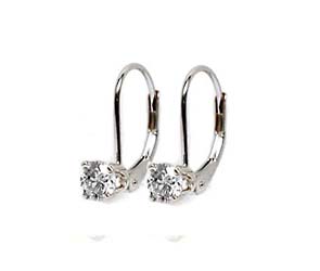 Prong on Leverback Diamond Stud Earrings