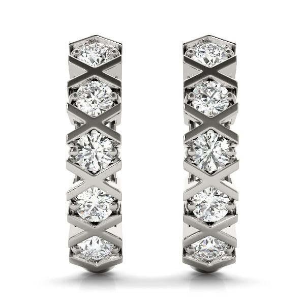 J Hoop Cross Style Diamond Earrings 1/2 Carat Total Weight