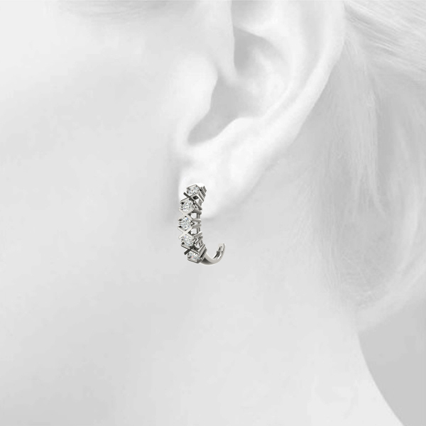 J Hoop Cross Style Diamond Earrings 1/2 Carat Total Weight