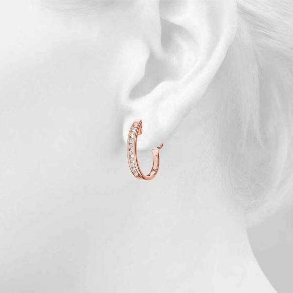 Channel Set Hoop Earrings 1/4 Carat Total Weight