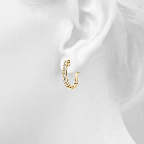 Channel Set Hoop Earrings 1/4 Carat Total Weight