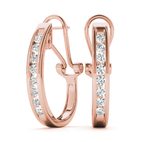 Channel Set Hoop Earrings 1/4 Carat Total Weight