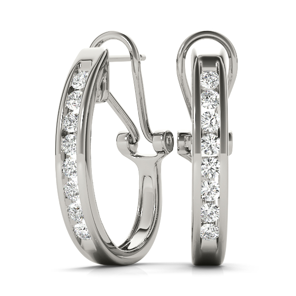 Channel Set Hoop Earrings 1/4 Carat Total Weight