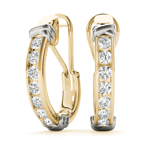 Channel Set Diamond Hoop Earrings 1/4 Carat Total Weight