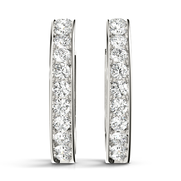 Channel Set J Hoop Earrings 1/4 Carat Total Weight