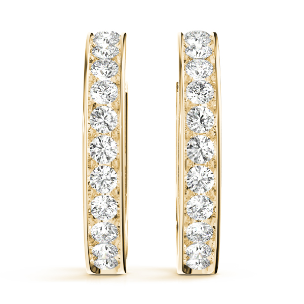 Channel Set J Hoop Earrings 1/4 Carat Total Weight