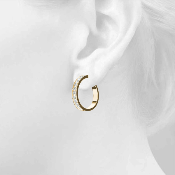 Channel Set J Hoop Earrings 1/4 Carat Total Weight