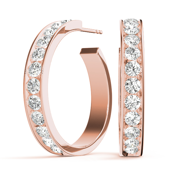 Channel Set J Hoop Earrings 1/4 Carat Total Weight