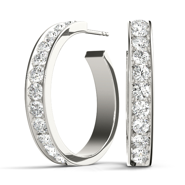 Channel Set J Hoop Earrings 1/4 Carat Total Weight