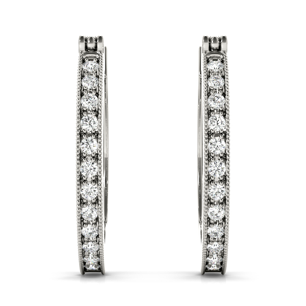 Shaed Prong Channel Set Hoop Earrings 1/5 Carat Total Weight