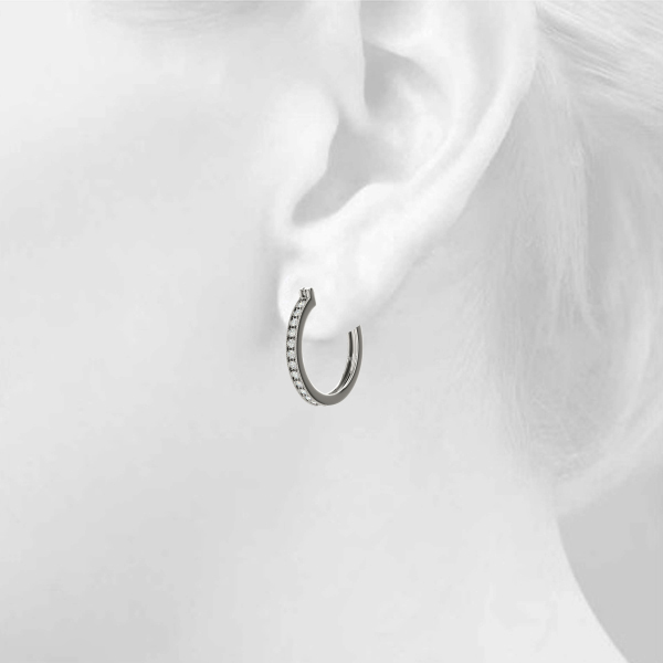 Shaed Prong Channel Set Hoop Earrings 1/5 Carat Total Weight