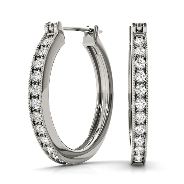 Shaed Prong Channel Set Hoop Earrings 1/5 Carat Total Weight