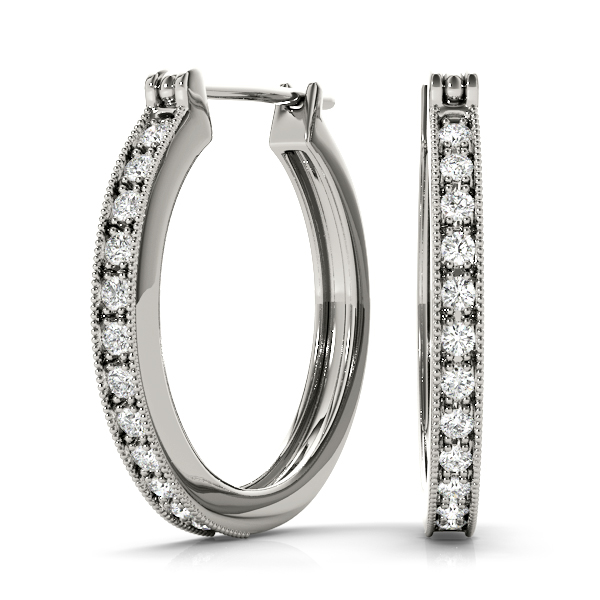 Shaed Prong Channel Set Hoop Earrings [40606] | USA Jewels