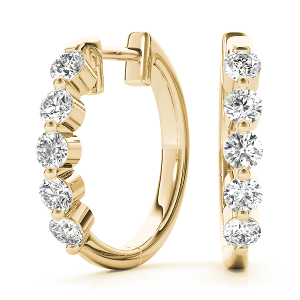 5 Stone Hoop Earrings 1/4 Carat Total Weight