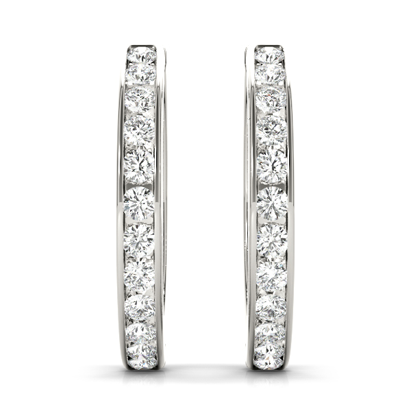 Bezel Set Diamond Hoop Earrings 0.55 Carat Total Weight