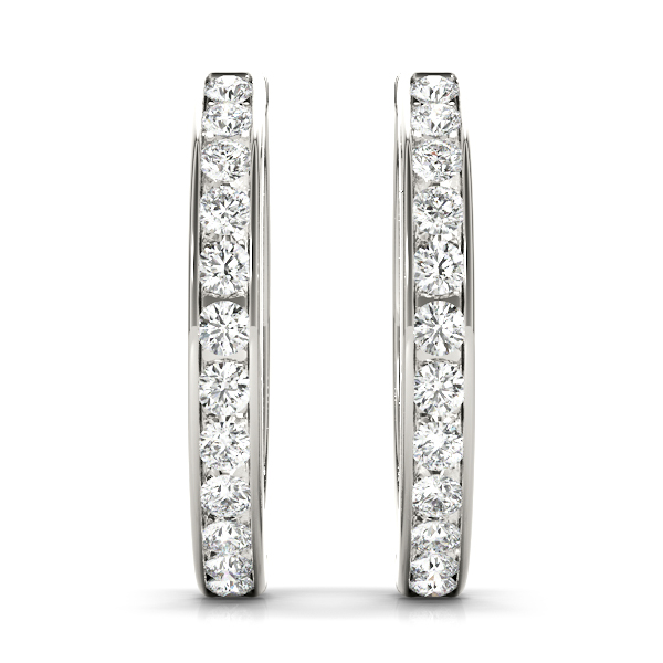 Channel Set Diamond Hoop Earrings 1/4 Carat Total Weight