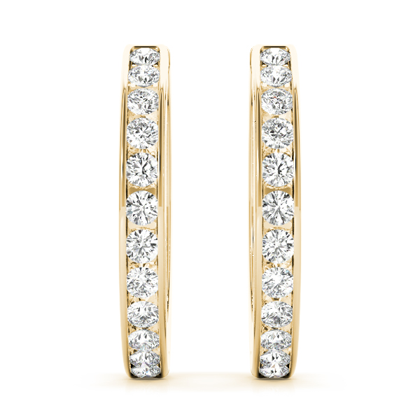 Channel Set Diamond Hoop Earrings 1/4 Carat Total Weight